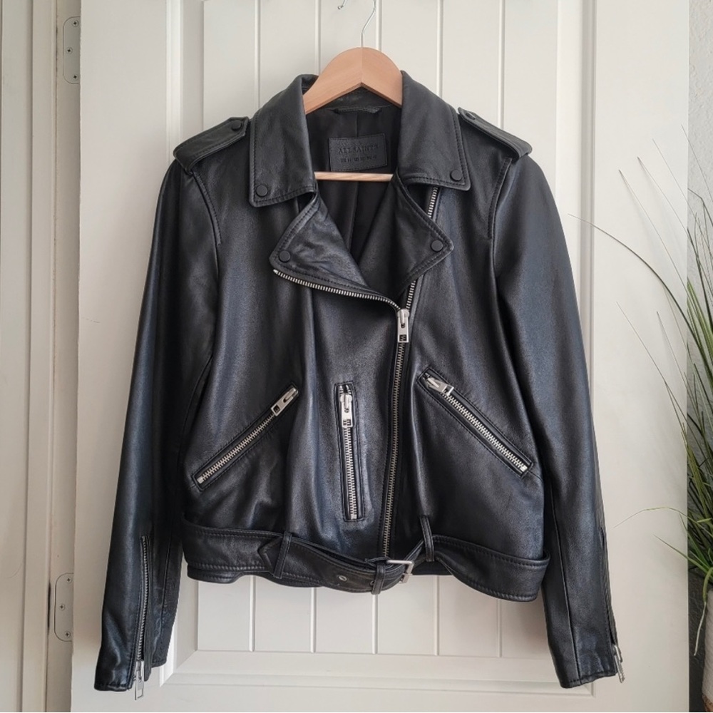 AllSaints Balfern Leather Biker Jacket size 10